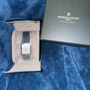 Frederique Constant Watch | Classic Carré Moonphase with Navy Leather Strap